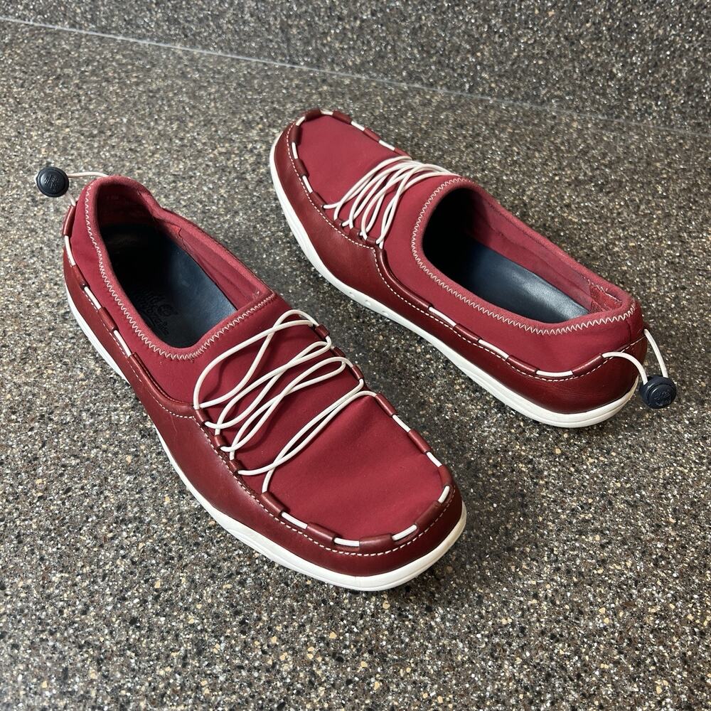 Timberland Comforia System Womens 8.5 M Flats Comfort Casual Red Leather Slip On